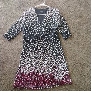 Chico's Black and White Long Sleeve Dress with Red Accents